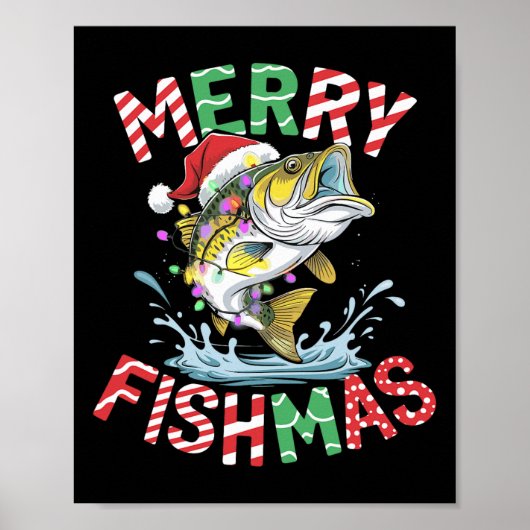 Merry Fishmas Santa Vist Grappige Visser Christus Poster (Voorkant)