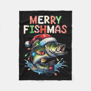 Merry Fishmas Santa Vist liefhebbers van Funny Fis Fleece Deken