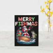 Merry Fishmas Santa Vist liefhebbers van Funny Fis Kaart (Gele Bloem)