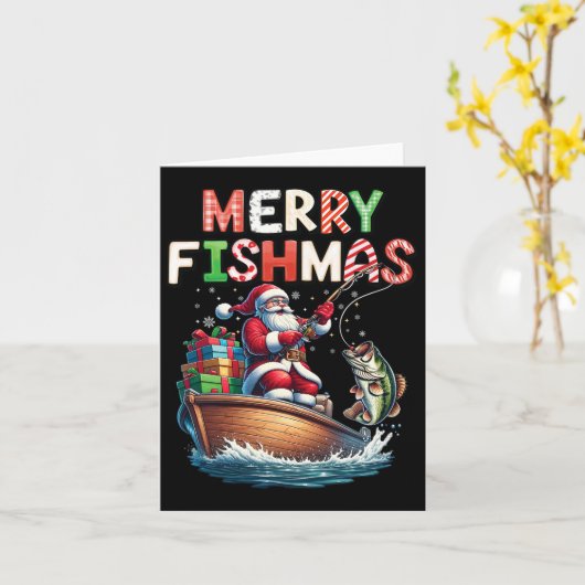 Merry Fishmas Santa Vist liefhebbers van Funny Fis Kaart (Gele Bloem)