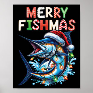 Merry Fishmas Santa Vist liefhebbers van Funny Fis Poster