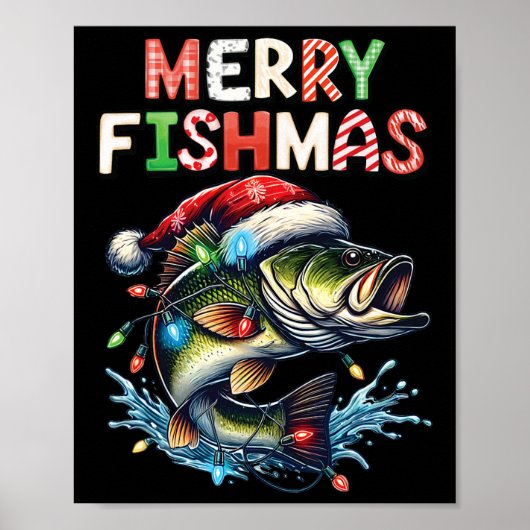 Merry Fishmas Santa Vist liefhebbers van Funny Fis Poster (Voorkant)
