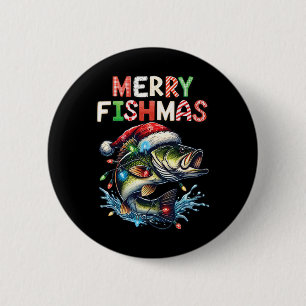 Merry Fishmas Santa Vist liefhebbers van Funny Fis Ronde Button 5,7 Cm