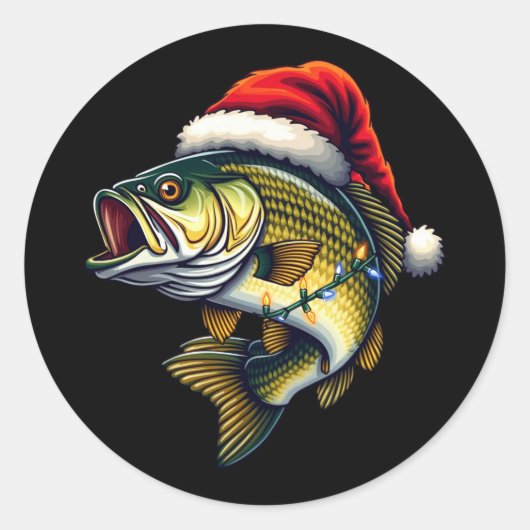 Merry Fishmas Santa Vist liefhebbers van Funny Fis Ronde Sticker (Voorkant)