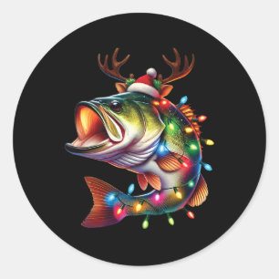 Merry Fishmas Santa Vist liefhebbers van Funny Fis Ronde Sticker