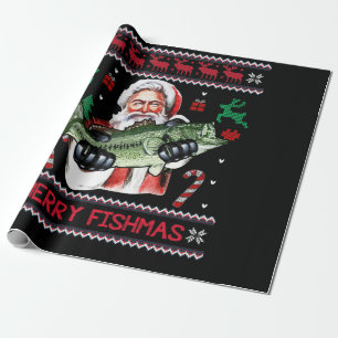 Merry Fishmas Santa Vist UgandekersSweater Cadeaupapier