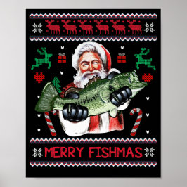 Merry Fishmas Santa Vist UgandekersSweater Poster