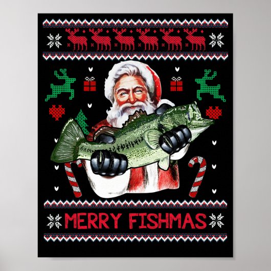 Merry Fishmas Santa Vist UgandekersSweater Poster (Voorkant)