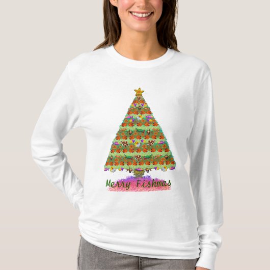 Merry Fishmas Shirt met lange hoes (Voorkant)