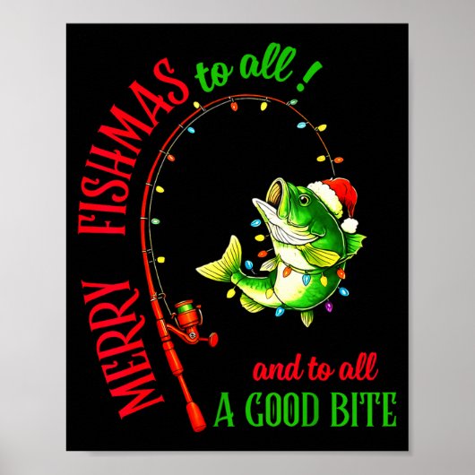 Merry Fishmas To All Fishing Fisherman's Funny Chr Poster (Voorkant)