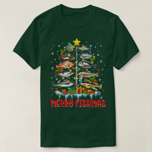 Merry Fishmas Tree Funny kerstlams Fis T-shirt (Design voorkant)
