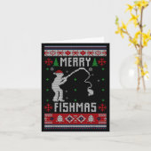 Merry Fishmas Ugly Sweater Ugly Fishing Christmas Kaart (Gele Bloem)