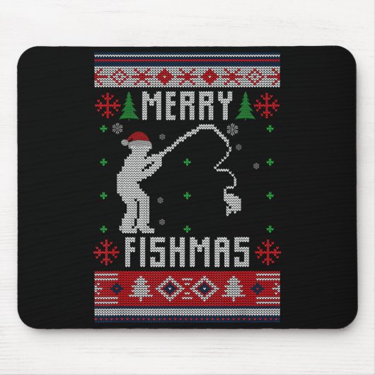 Merry Fishmas Ugly Sweater Ugly Fishing Christmas  Muismat (Voorkant)