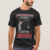Merry Fishmas Ugly Sweater Ugly Fishing Christmas  T-shirt (Voorkant)