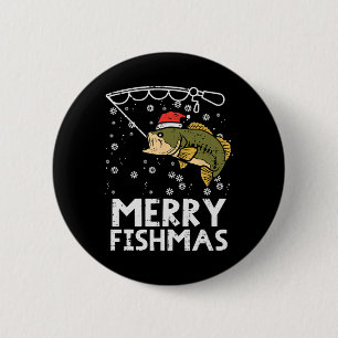 Merry Fishmas Vissen Vist Kerstmis Mannen Ronde Button 5,7 Cm