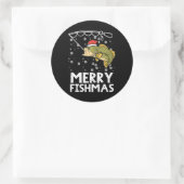 Merry Fishmas Vissen Vist Kerstmis Mannen Ronde Sticker (Tas)