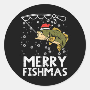 Merry Fishmas Vissen Vist Kerstmis Mannen Ronde Sticker