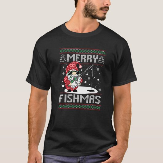 Merry Fishmas Vist Gnome Kerstkerstkerstman T-shirt (Voorkant)