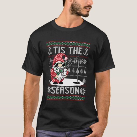 Merry Fishmas Vist Gnome Santa Fisher T-shirt (Voorkant)