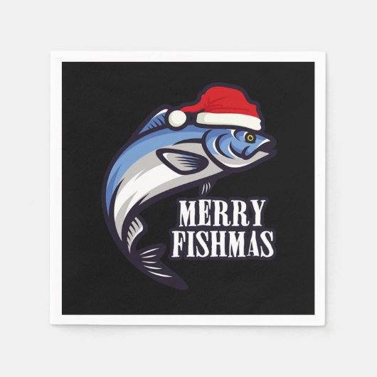Merry Fishmas Vist kerstcadeau voor vissers Servet (Voorkant)