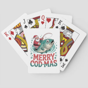 Merry Fishmas Vist Kerstman Xmas Pokerkaarten