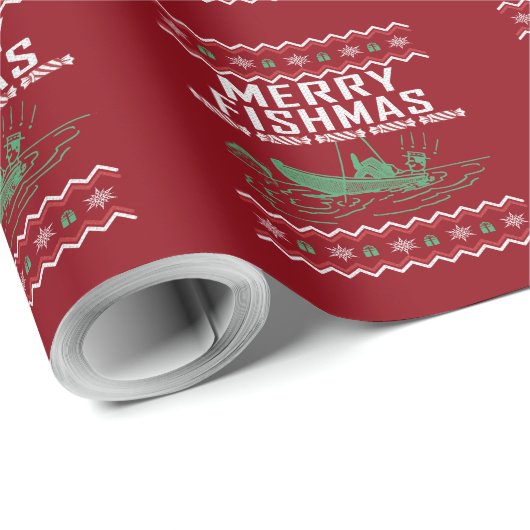 Merry Fishmas Vist Ugly KerstSweater Cadeaupapier (Rol Hoek)