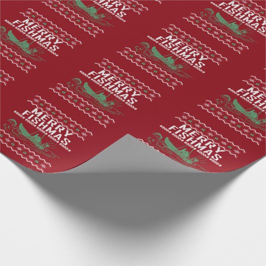 Merry Fishmas Vist Ugly KerstSweater Cadeaupapier (Hoek)