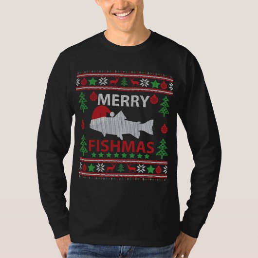 Merry Fishmas Vist Ugly KerstSweater T-shirt (Voorkant)