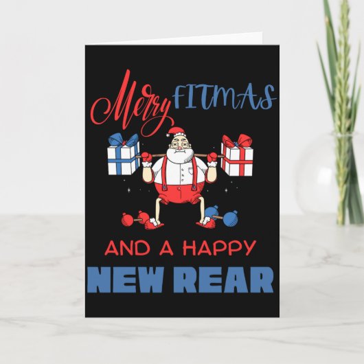 Merry Fitmas A Happy New Rear Gym Fitness Xmas T S Kaart (Voorkant)