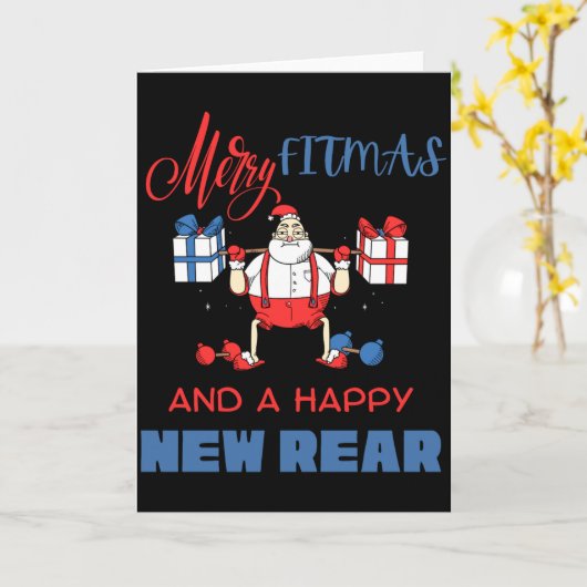 Merry Fitmas A Happy New Rear Gym Fitness Xmas T S Kaart (Gele Bloem)