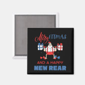 Merry Fitmas A Happy New Rear Gym Fitness Xmas T S Magneet (Voorkant / Achterkant)