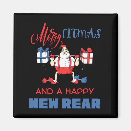 Merry Fitmas A Happy New Rear Gym Fitness Xmas T S Magneet (Voorkant)