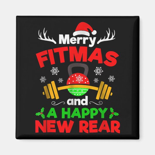 Merry Fitmas And A Happy New Year  Magneet (Voorkant)