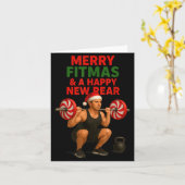 Merry Fitmas Christmas &amp; A Happy New Rear Year Kaart (Gele Bloem)