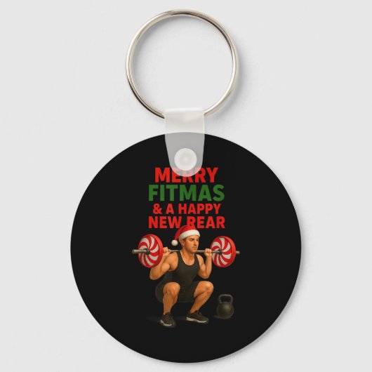 Merry Fitmas Christmas &amp; A Happy New Rear Year Sleutelhanger (Voorkant)