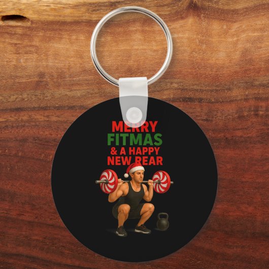 Merry Fitmas Christmas &amp; A Happy New Rear Year Sleutelhanger (Voorkant)