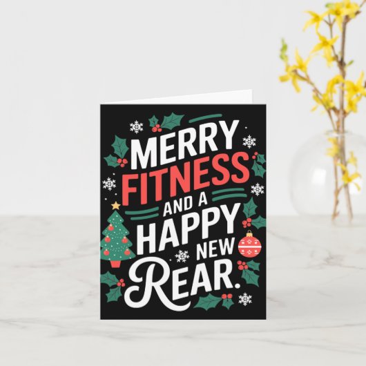 Merry Fitness And A Happy New Rear Fitmas Christma Kaart (Gele Bloem)