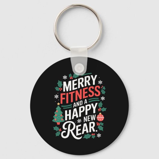 Merry Fitness And A Happy New Rear Fitmas Christma Sleutelhanger (Voorkant)