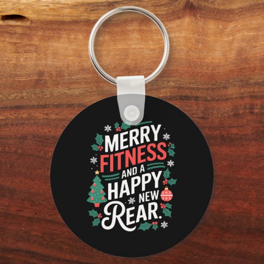 Merry Fitness And A Happy New Rear Fitmas Christma Sleutelhanger (Voorkant)