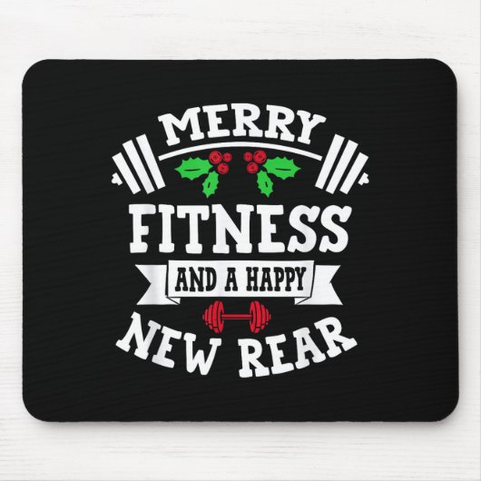 Merry Fitness And A Happy New Rear Funny Holidays  Muismat (Voorkant)