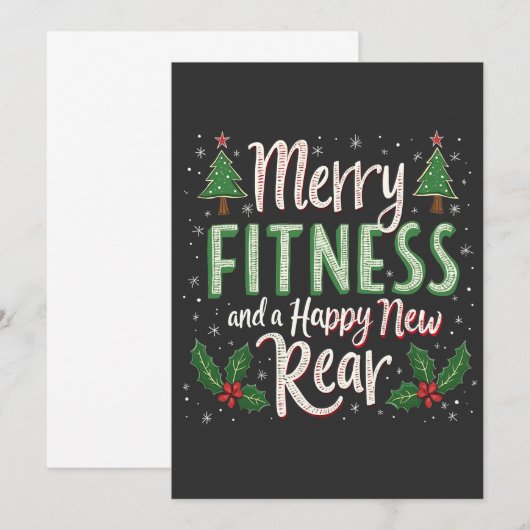 Merry Fitness en Happy New Achterkant Bodybuilding Bedankkaart (Voorkant / Achterkant)