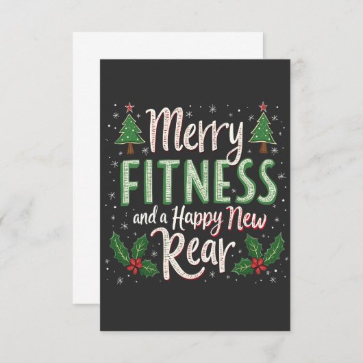 Merry Fitness en Happy New Achterkant Bodybuilding Bedankkaart (Voorkant / Achterkant)