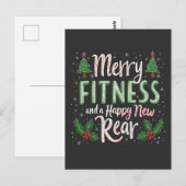 Merry Fitness en Happy New Achterkant Bodybuilding Briefkaart (Voorkant / Achterkant)