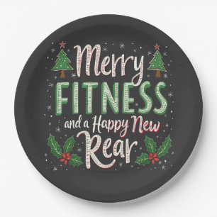 Merry Fitness en Happy New Achterkant Bodybuilding Papieren Bordje