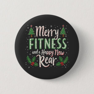 Merry Fitness en Happy New Achterkant Bodybuilding Ronde Button 5,7 Cm