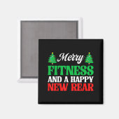 Merry Fitness Happy New Rear Workout Christmas Magneet (Voorkant / Achterkant)