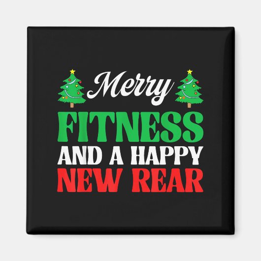 Merry Fitness Happy New Rear Workout Christmas Magneet (Voorkant)