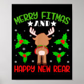Merry Fitness Happy New Rear Workout Christmas  Poster (Voorkant)