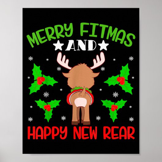 Merry Fitness Happy New Rear Workout Christmas  Poster (Voorkant)