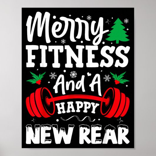Merry Fitness Happy New Rear Workout Christmas  Poster (Voorkant)